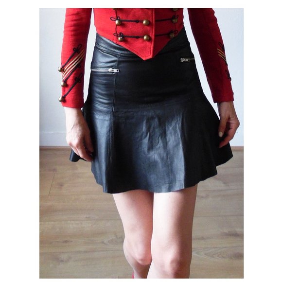 Leather mini skirt